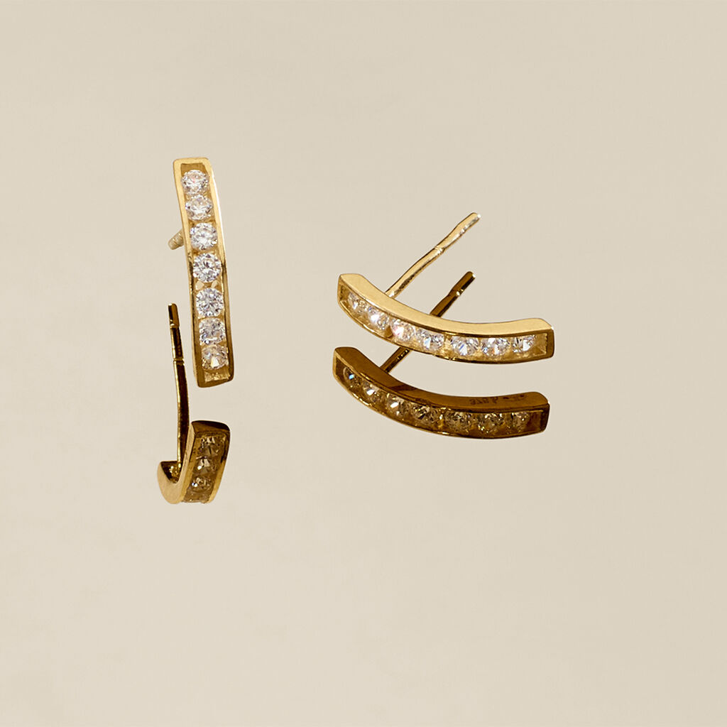 Boucles D'oreilles Jacoba Rondes Or Jaune Oxyde De Zirconium - Boucles d'oreilles créoles Femme | Histoire d’Or