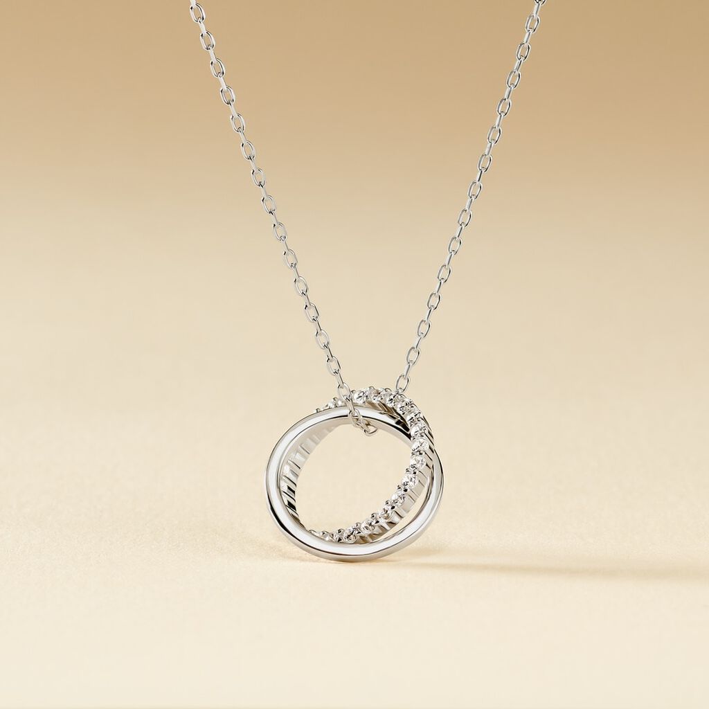 Collier Argent Blanc Circus Oxyde De Zirconium Maille - F&ecirc;te des m&egrave;res Femme | Histoire d&rsquo;Or
