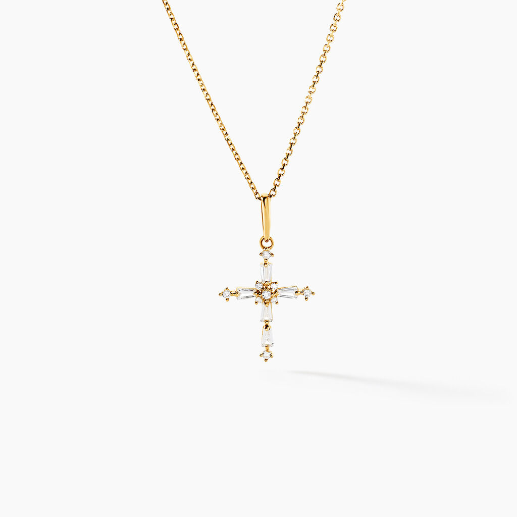 Pendentif Cornelio Or Jaune Oxyde De Zirconium - Pendentifs Communion Femme | Histoire d&rsquo;Or