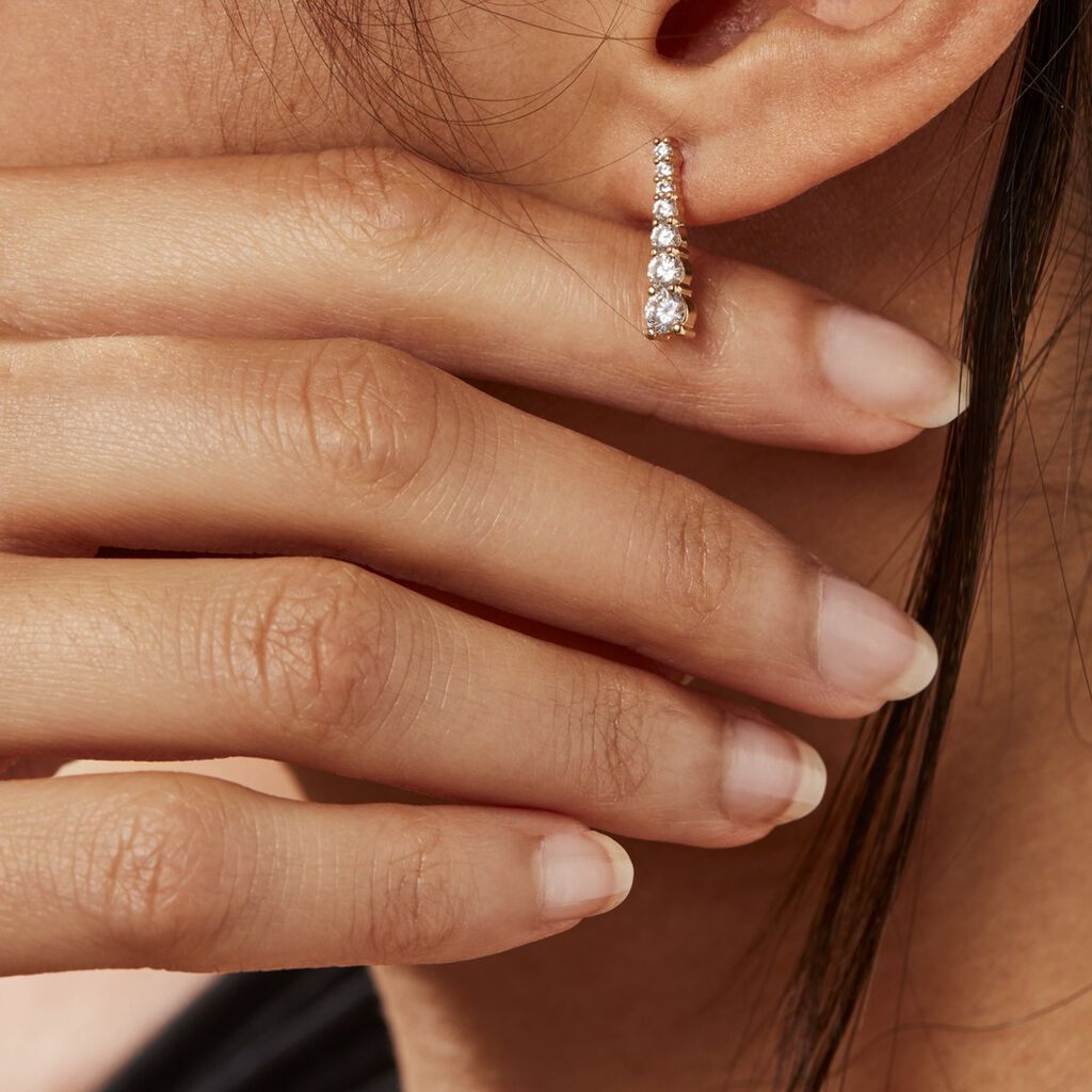 Boucles D'oreilles Pendantes Plaqué Or Beisiris Oxydes De Zirconium - Boucles d'oreilles fantaisie Femme | Histoire d’Or