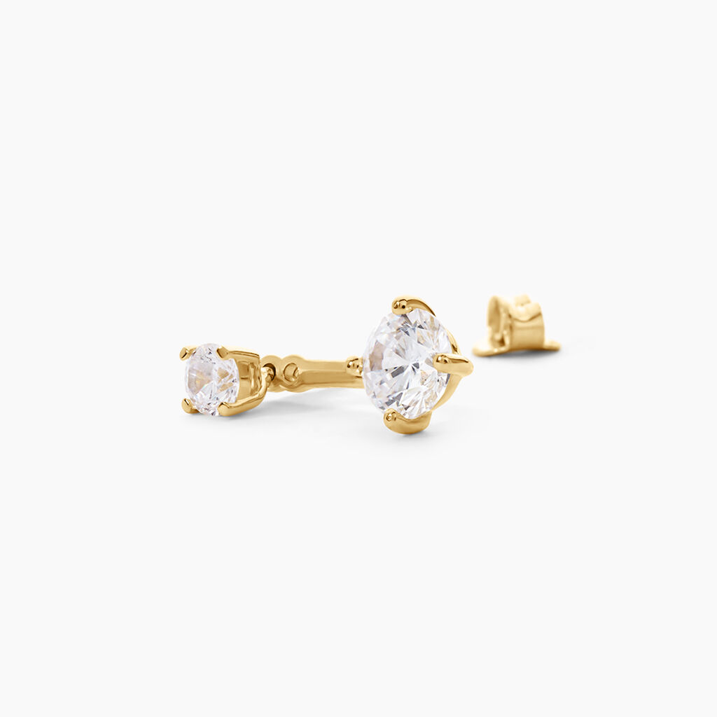Boucles D'Oreilles Pendantes Nerius Argent Dor&eacute; A L'Or 750/1000 Oxyde De Zirconium - Boucles d'oreilles fantaisie Femme | Histoire d&rsquo;Or