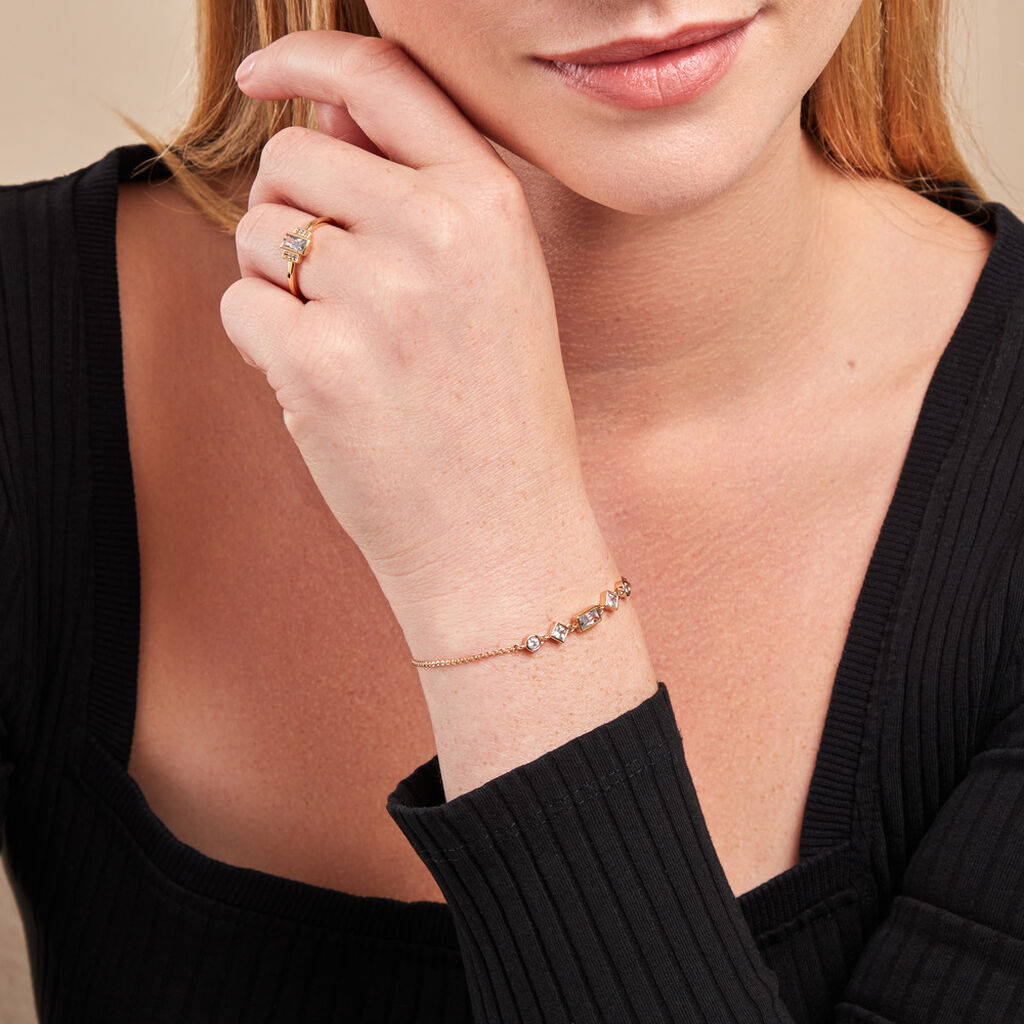 Bracelet Gold Chandelier Plaqué Or Doré Oxyde De Zirconium - Bracelets Femme | Histoire d’Or