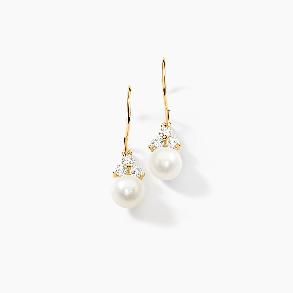 Boucles D'oreilles Pendantes Taissia Or Jaune Perle De Culture - Boucles d'oreilles pendantes Femme | Histoire d’Or
