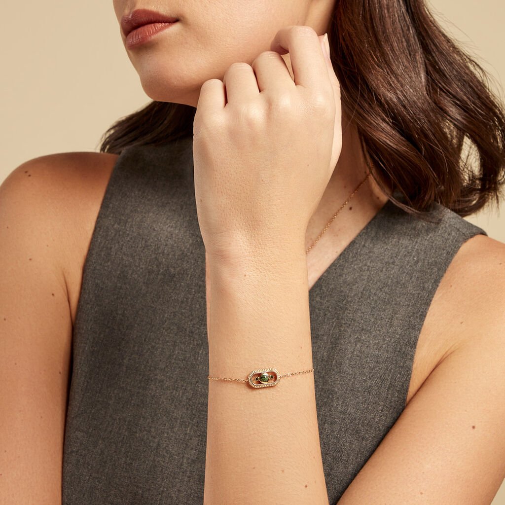 Bracelet Jasmee Plaque Or Jaune Pierre De Synthese Oxyde De Zirconium - Bracelets Femme | Histoire d’Or