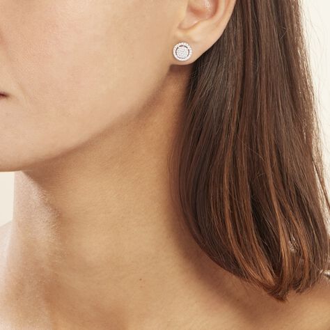 Boucles D'oreilles Puces Or Blanc Nawra Diamants Synthétiques - Clous d'oreilles Femme | Histoire d’Or