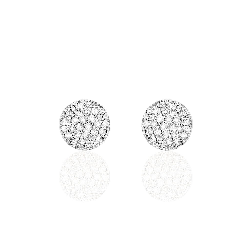 Boucles D'oreilles Puces Kristin Or Blanc Diamant - Clous d'oreilles Femme | Histoire d’Or
