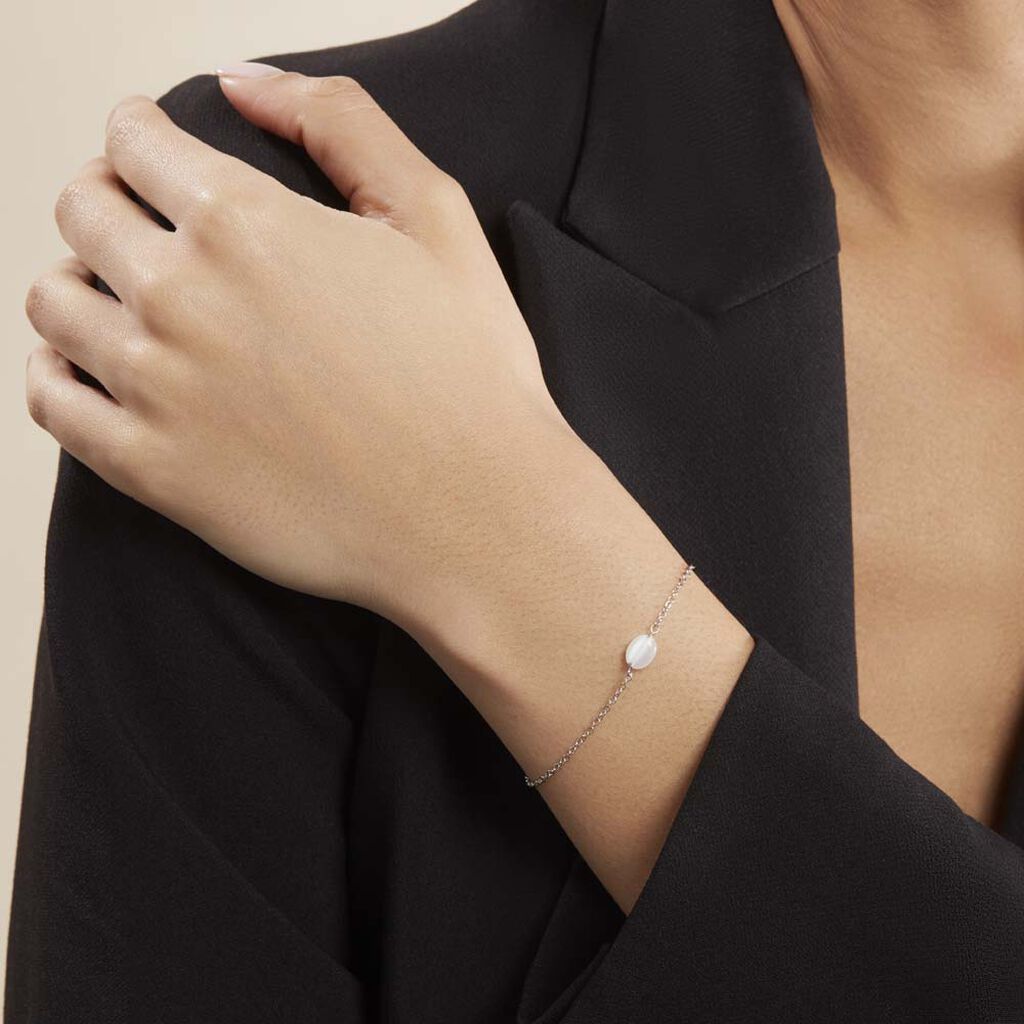 Bracelet Evren Argent Blanc Pierre De Synthese - Bracelets Femme | Histoire d’Or