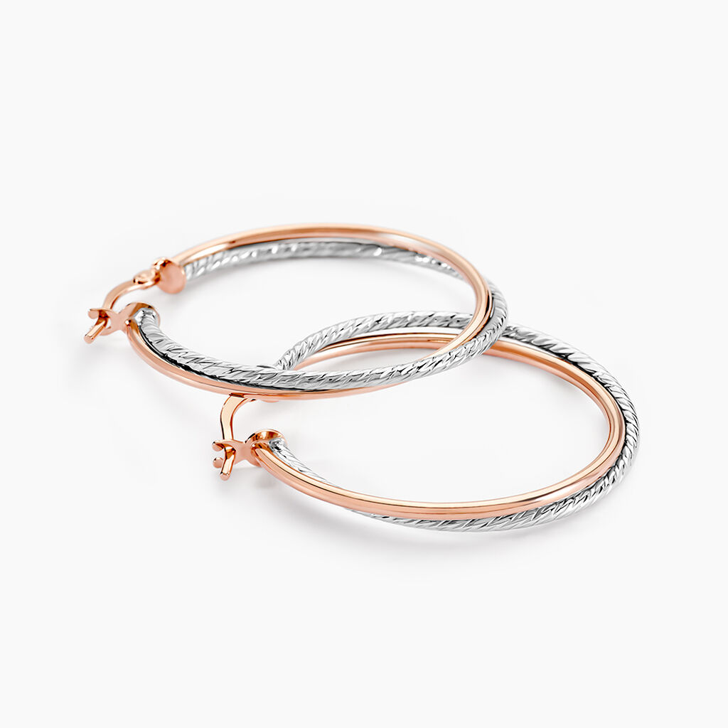 Créoles Maelia Or Bicolore - Boucles d'oreilles créoles Femme | Histoire d’Or