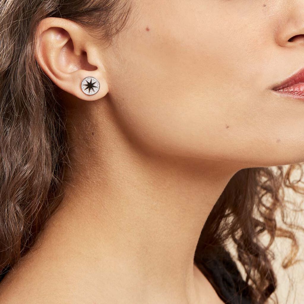 Boucles D'oreilles Puces Argent Blanc Winston Oxydes De Zirconium - Boucles d'oreilles fantaisie Femme | Histoire d’Or
