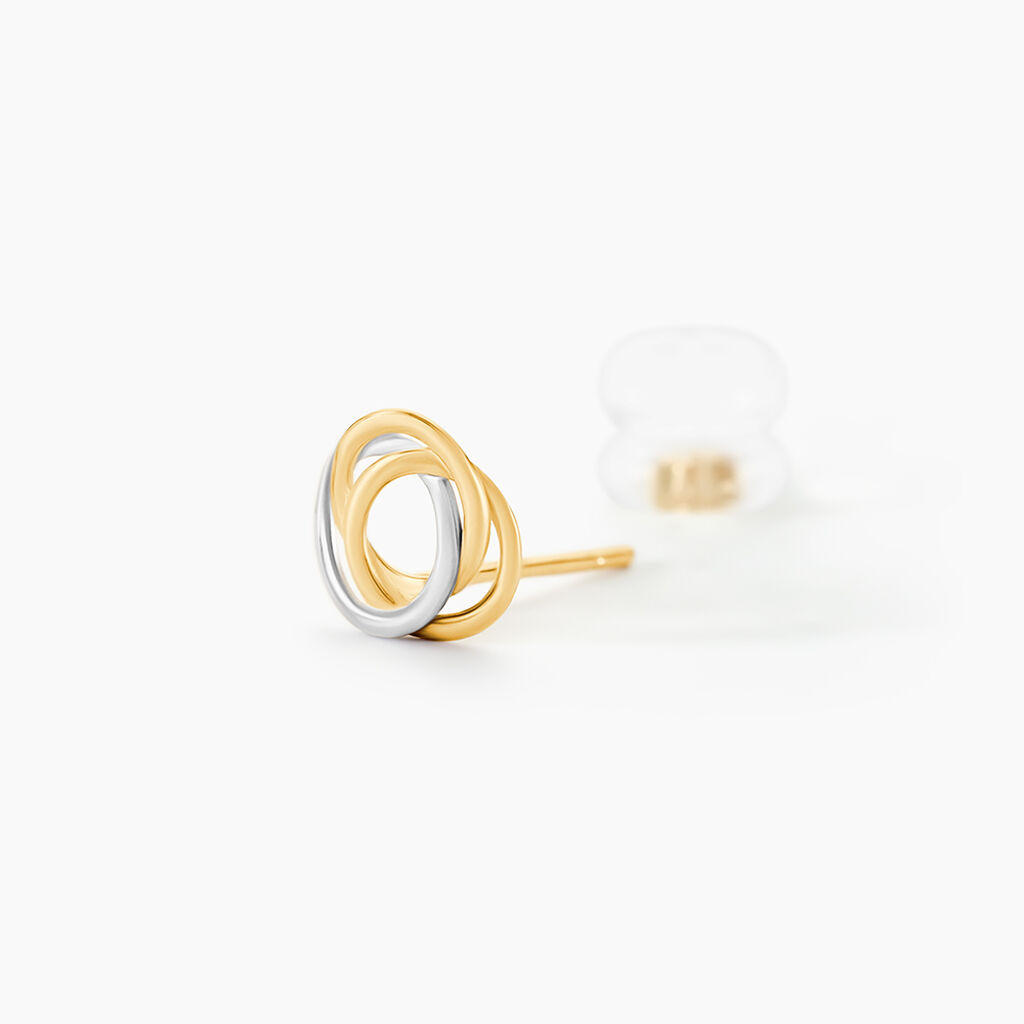 Boucles D'oreilles Puces Edmee Cercle Or Bicolore - Clous d'oreilles Femme | Histoire d’Or