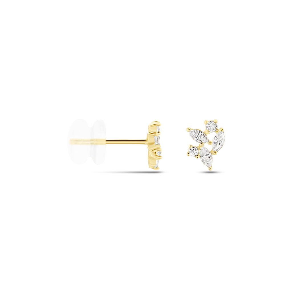 Boucles D'oreilles Puces Glorinda Or Jaune Oxyde De Zirconium - Clous d'oreilles Femme | Histoire d&rsquo;Or