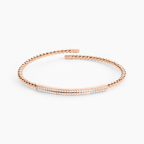 Bracelet Jonc Fuerza Argent Rose Oxyde De Zirconium - Bracelets joncs Femme | Histoire d&rsquo;Or