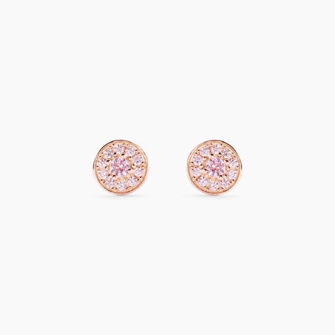 Boucles D'oreilles Puces Auxana Argent Rose Oxyde De Zirconium - Boucles d'oreilles fantaisie Femme | Histoire d&rsquo;Or