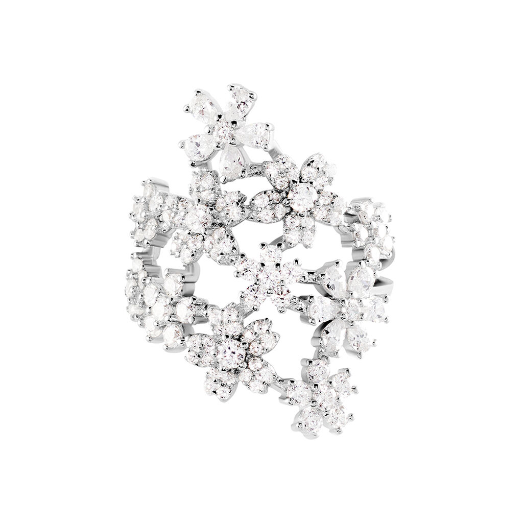 Bague Midnight Flower Argent Blanc Oxyde De Zirconium - Bagues avec pierre Femme | Histoire d’Or