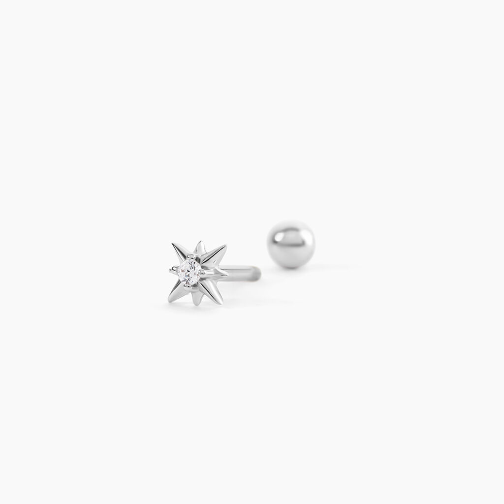 Boucles D'oreilles Puces Semira Argent Blanc Oxyde De Zirconium - Boucles d'oreilles empierr&eacute;es Femme | Histoire d&rsquo;Or