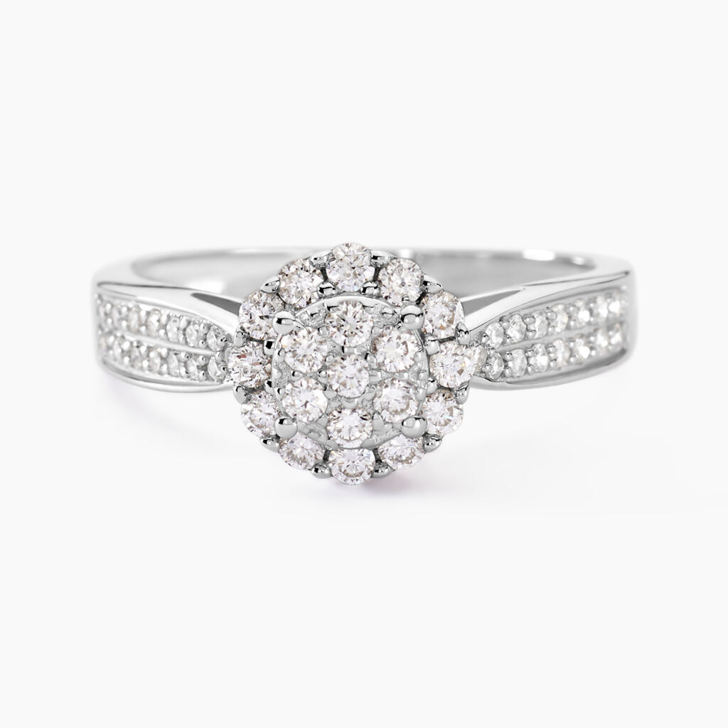 Bague Chou Or Blanc Diamant - Bagues avec pierre Femme | Histoire d’Or