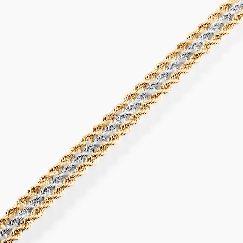 Bracelet Cordelia Maille Corde 3 Rangs Or Bicolore - Bracelets cha&icirc;ne Femme | Histoire d&rsquo;Or