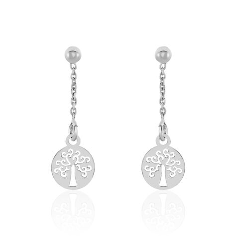 Boucles D'oreilles Pendantes Audrey-rose Argent Blanc - Boucles d'Oreilles Arbre de vie Femme | Histoire d’Or