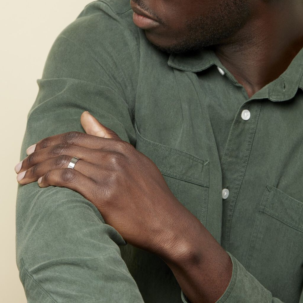 Bague Jourdan Ahou Acier Blanc Diamant - Bagues avec pierre Homme | Histoire d’Or
