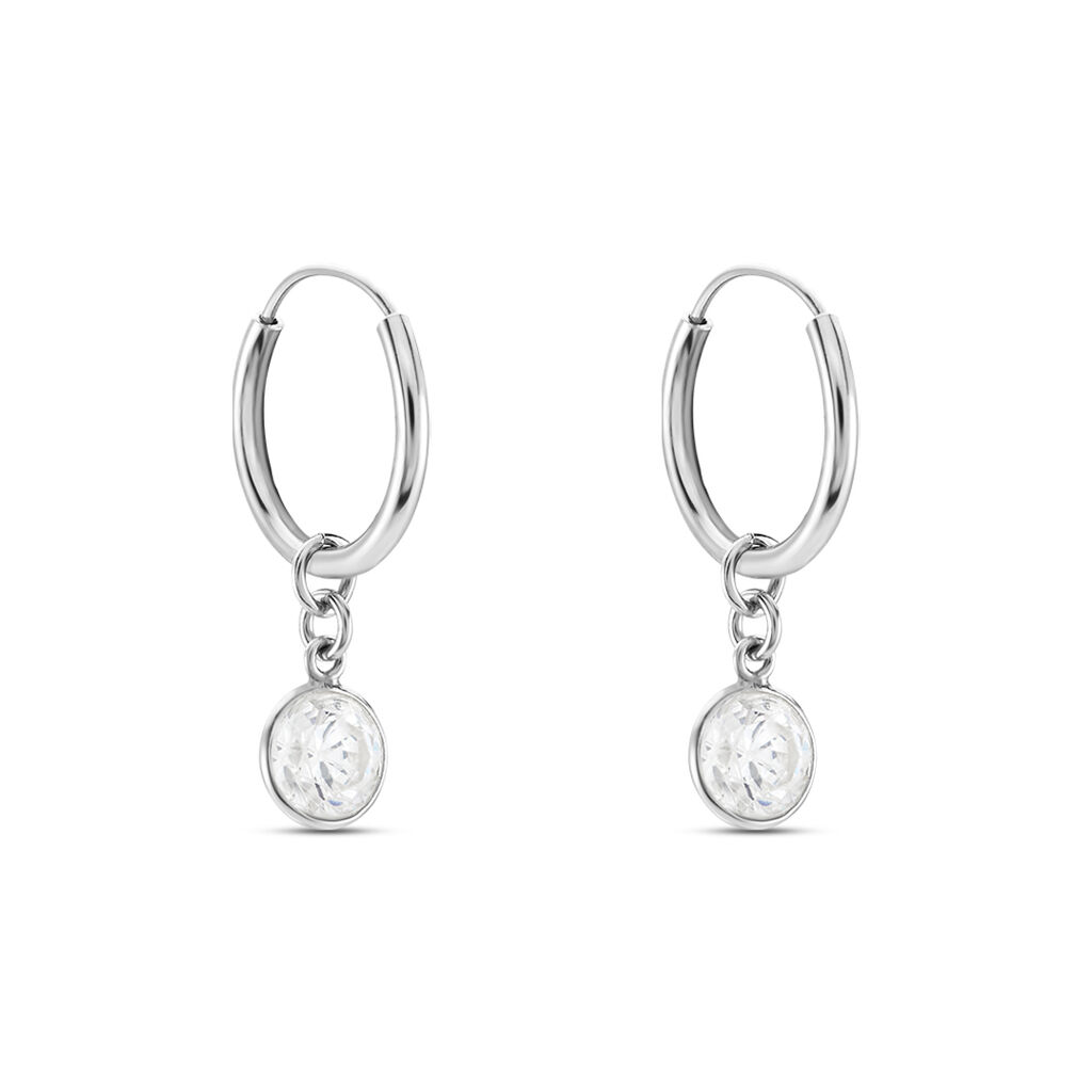 Créoles Argent Blanc Lehunnus Oxyde De Zirconium - Boucles d'oreilles créoles Femme | Histoire d’Or