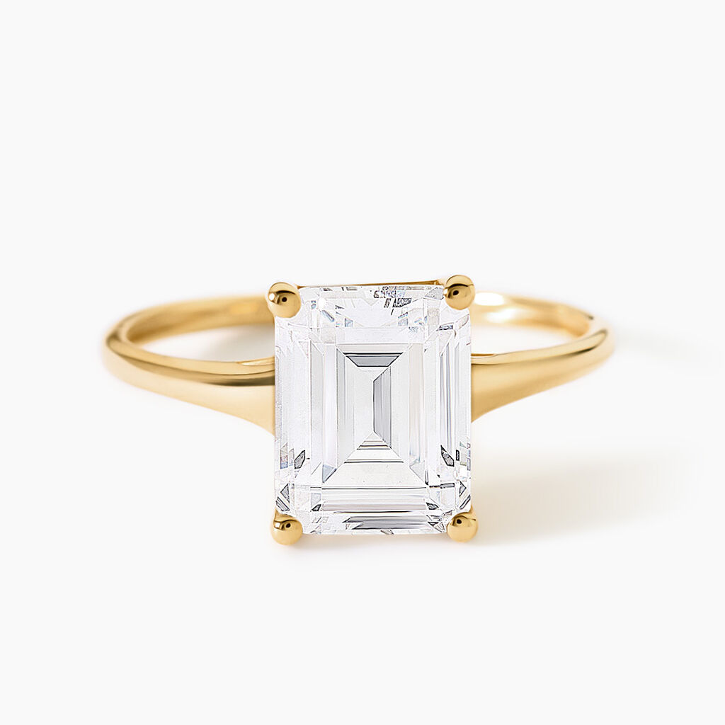 Bague Gatsby Argent Dor&eacute; A L'Or 750/1000 Oxyde De Zirconium - Bagues avec pierre Femme | Histoire d&rsquo;Or