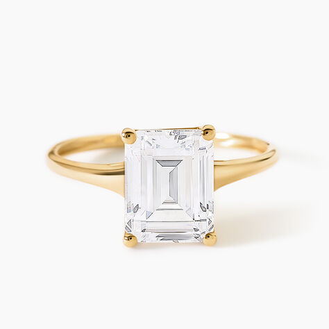 Bague Gatsby Argent Dor&eacute; A L'Or 750/1000 Oxyde De Zirconium - Bagues avec pierre Femme | Histoire d&rsquo;Or