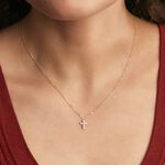 Collier Arene Croix Or Jaune Oxyde De Zirconium - Cadeaux de bapt&ecirc;me Famille | Histoire d&rsquo;Or