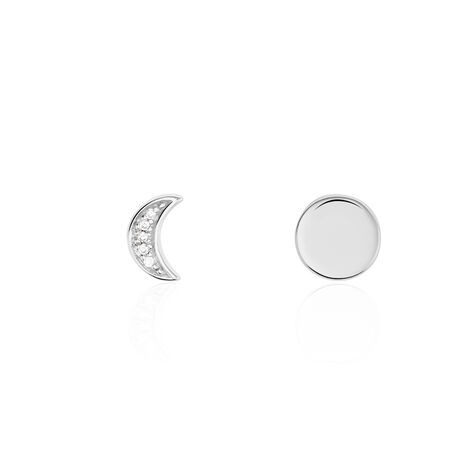 Boucles D'oreilles D&eacute;pareill&eacute;es Lyana Argent Blanc Oxyde De Zirconium - Boucles d'oreilles fantaisie Femme | Histoire d&rsquo;Or
