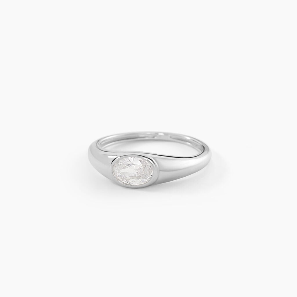 Bague Huge Argent Blanc Oxyde De Zirconium - Bagues solitaires Femme | Histoire d&rsquo;Or