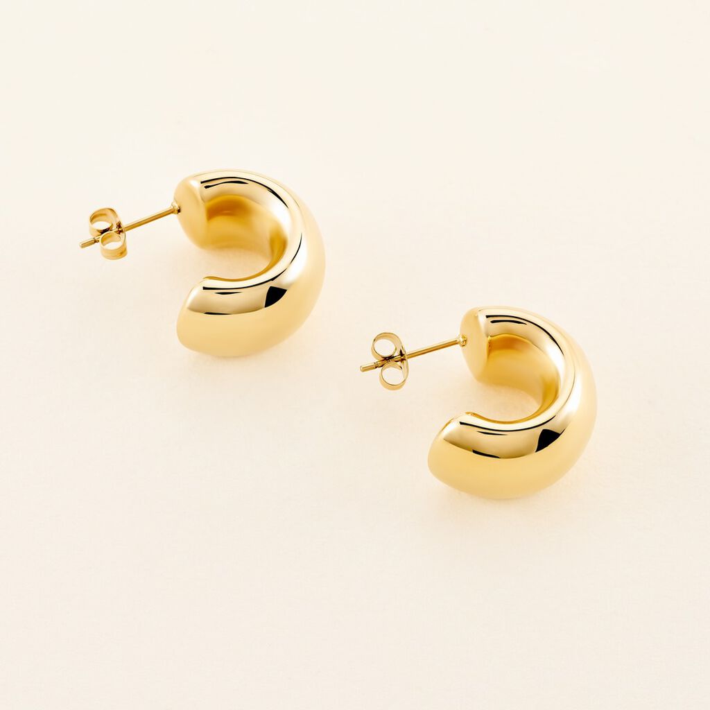 Cr&eacute;oles Riga Acier Jaune Sans Pierre - Boucles d'oreilles cr&eacute;oles Femme | Histoire d&rsquo;Or