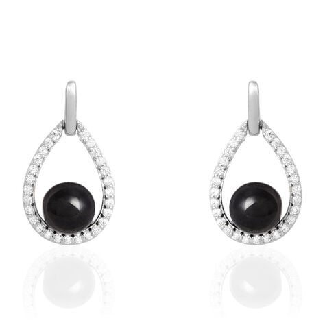Boucles D'oreilles Pendantes Nerea Argent Blanc Céramique Et Oxyde - Boucles d'oreilles pendantes Femme | Histoire d’Or