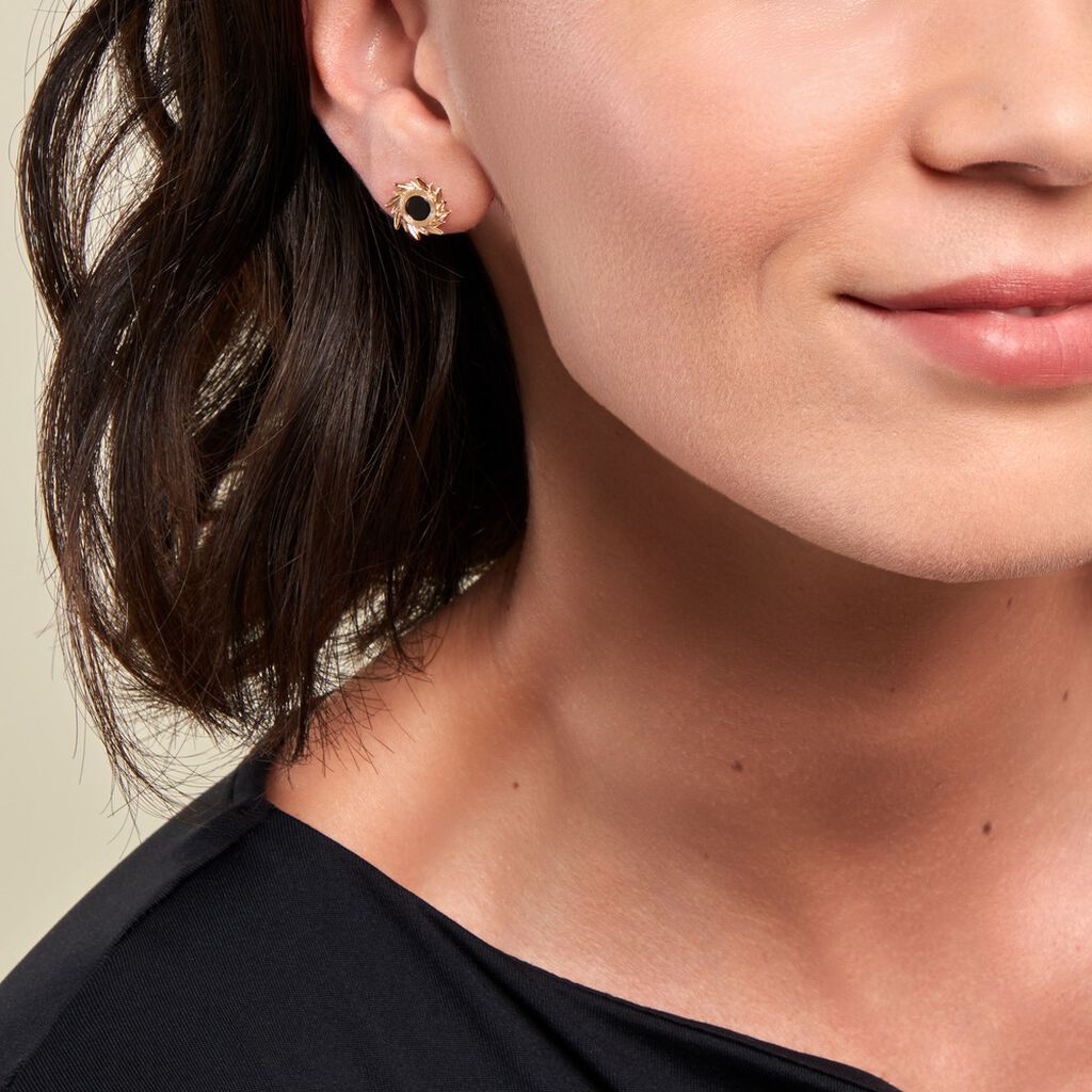 Boucles D'oreilles Puces Delroy Plaque Or Jaune Agate - Boucles d'oreilles fantaisie Femme | Histoire d’Or