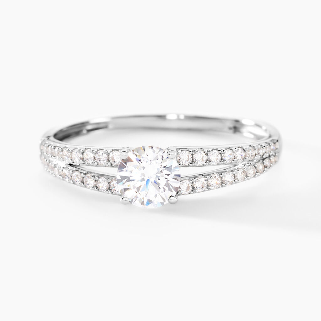 Bague Fina Or Blanc Oxyde De Zirconium - Bagues solitaires Femme | Histoire d’Or