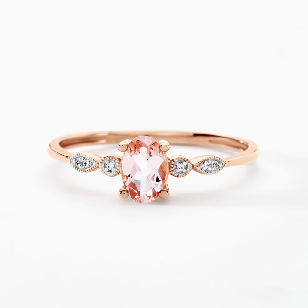 Bague Antonia Or Rose Morganite Et Oxyde De Zirconium - Bagues solitaires Femme | Histoire d&rsquo;Or