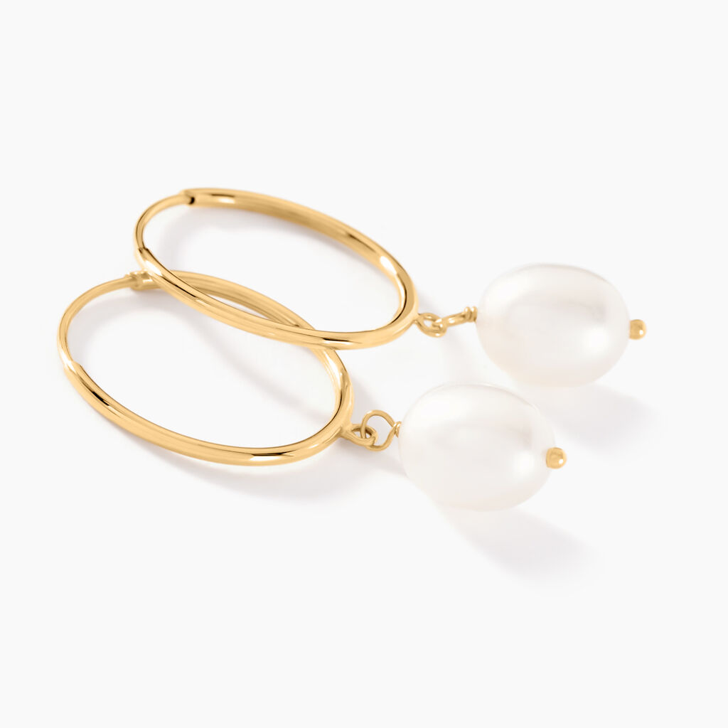 Créoles Or Jaune Perle De Culture - Boucles d'oreilles créoles Femme | Histoire d’Or