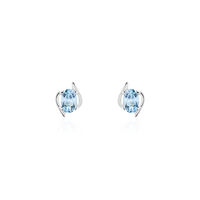 Boucles D'oreilles Puces Vrille Ovale Or Blanc Topaze
