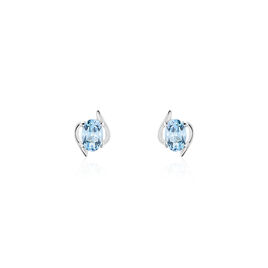 Boucles D'oreilles Puces Vrille Ovale Or Blanc Topaze - Clous d'oreilles Femme | Histoire d’Or