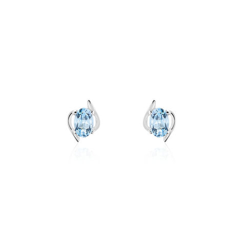 Boucles D'oreilles Puces Vrille Ovale Or Blanc Topaze - Clous d'oreilles Femme | Histoire d’Or