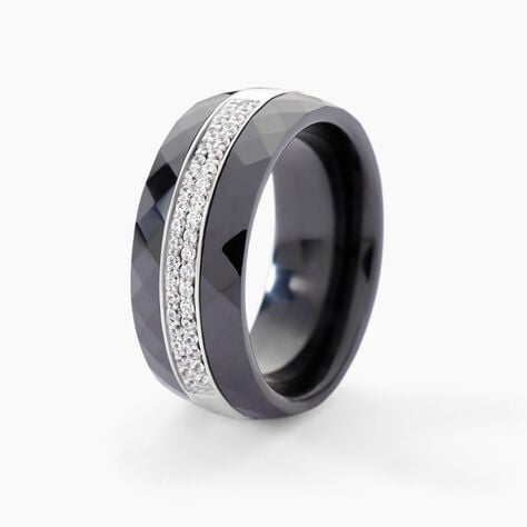 Bague Ceramik Design Argent Blanc Oxyde De Zirconium Et C&eacute;ramique - Bagues avec pierre Femme | Histoire d&rsquo;Or