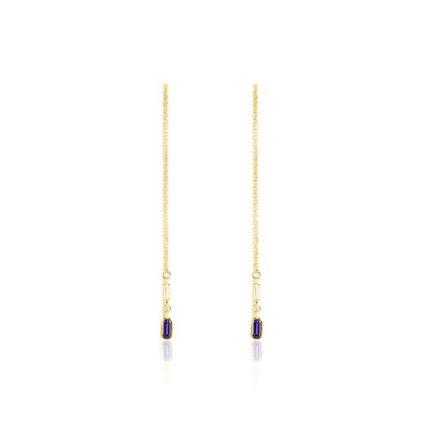 Boucles D'oreilles Pendantes Iris Or Jaune Améthyste Topaze - Boucles d'oreilles pendantes Femme | Histoire d’Or