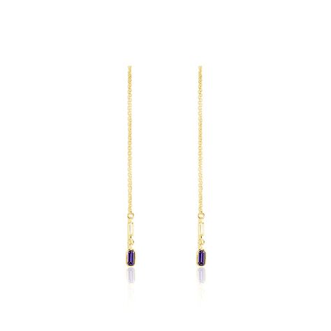 Boucles D'oreilles Pendantes Iris Or Jaune Améthyste Topaze - Boucles d'oreilles pendantes Femme | Histoire d’Or