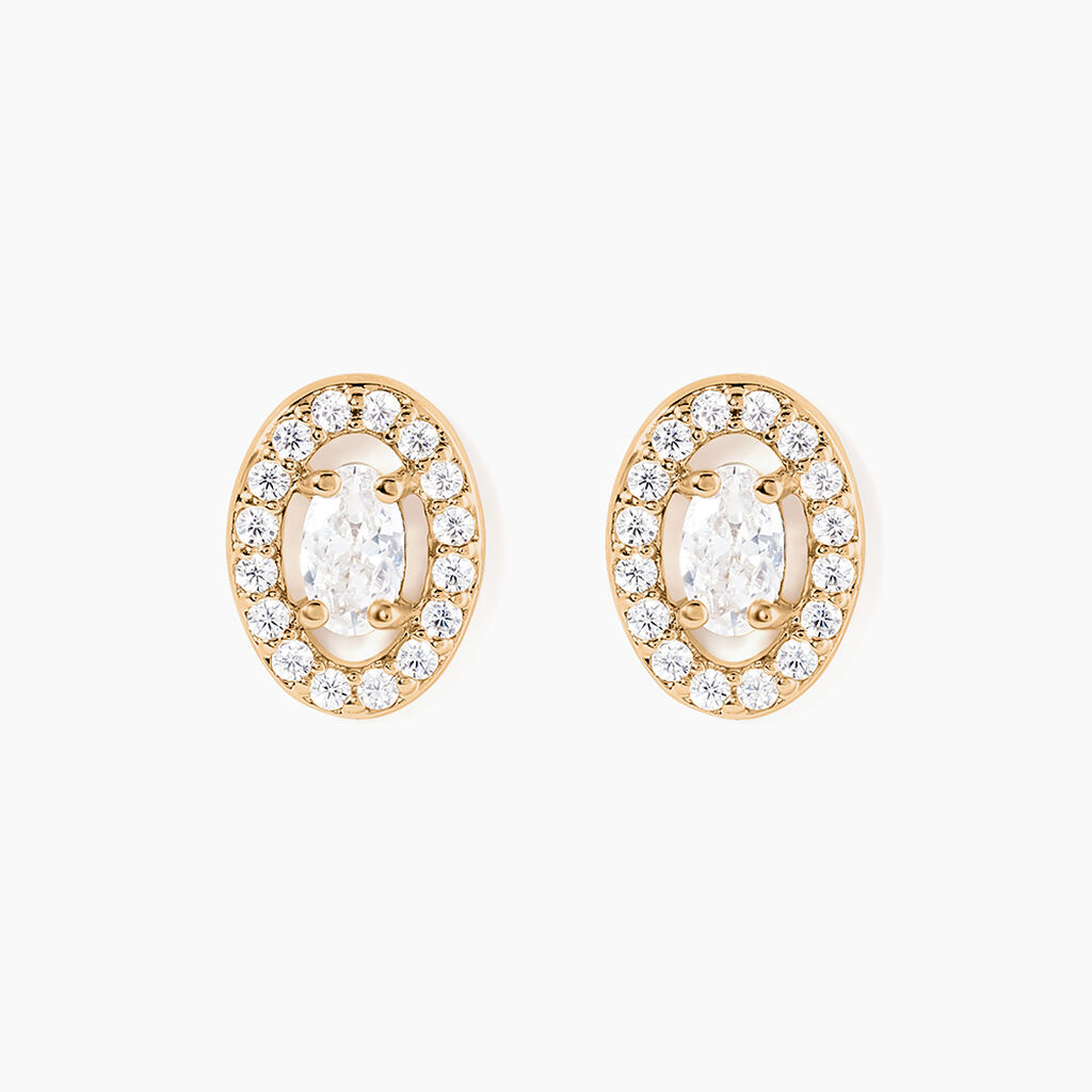 Boucles D'oreilles Puces Classical Plaqué Or Jaune Oxyde De Zirconium - Boucles d'oreilles fantaisie Femme | Histoire d’Or