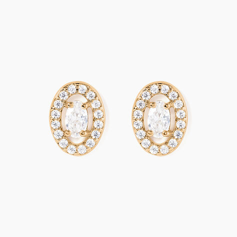 Boucles D'oreilles Puces Classical Plaqué Or Jaune Oxyde De Zirconium - Boucles d'oreilles fantaisie Femme | Histoire d’Or