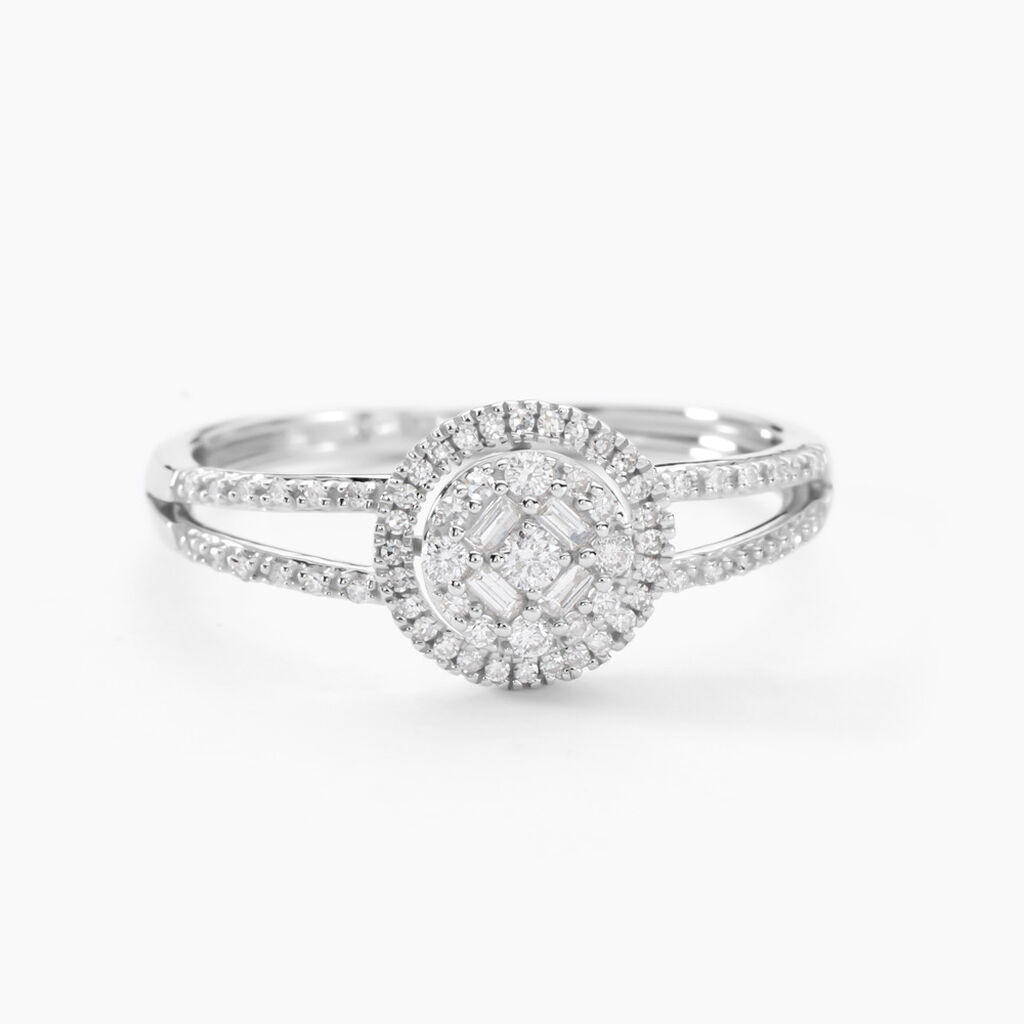 Bague 1986 Or Blanc Diamants - Bagues solitaires Femme | Histoire d&rsquo;Or