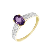Bague Crista Or Jaune Amethyste Et Diamant