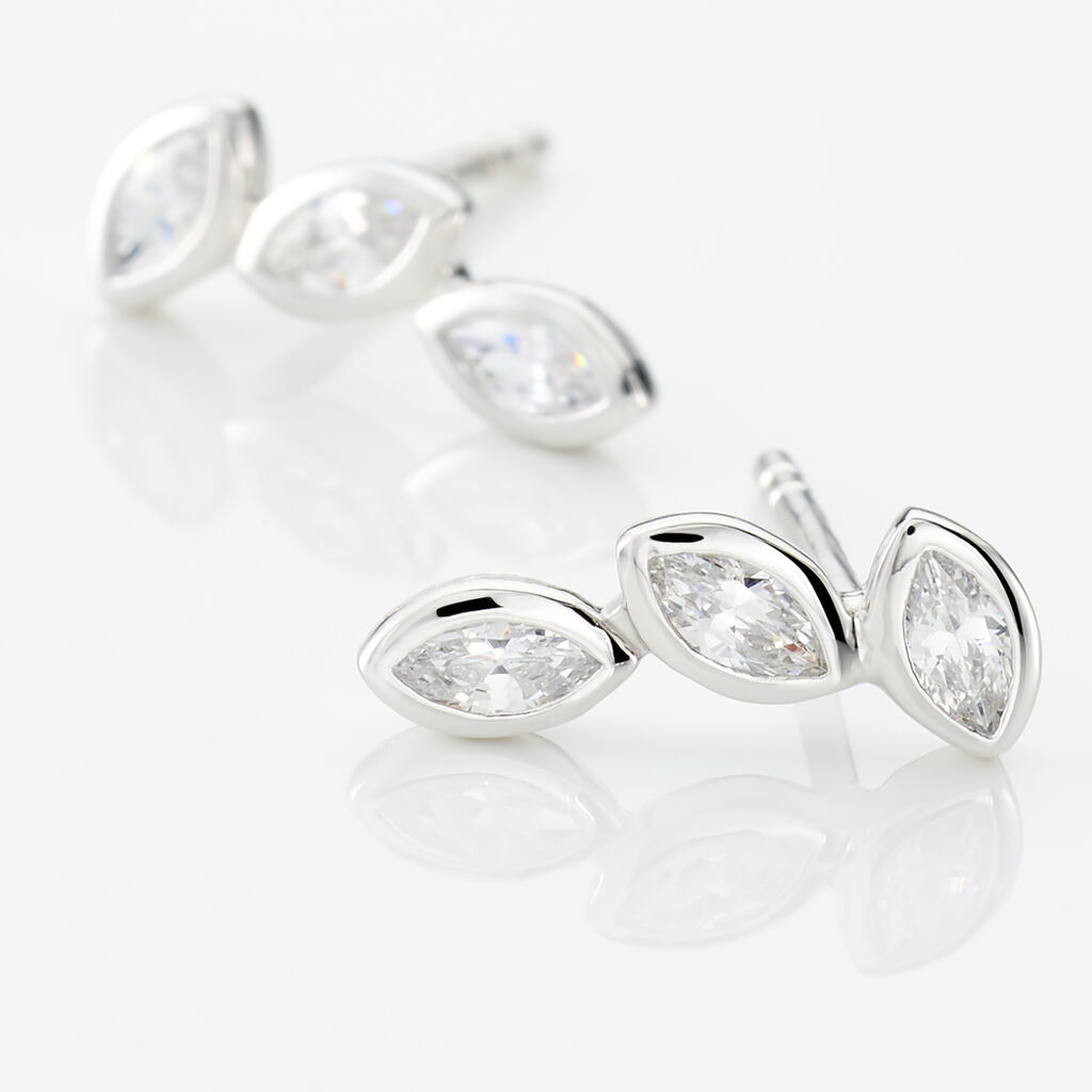 Boucles D'oreilles Grimpantes Elohane Argent Blanc Oxyde De Zirconium - Boucles d'oreilles fantaisie Femme | Histoire d’Or