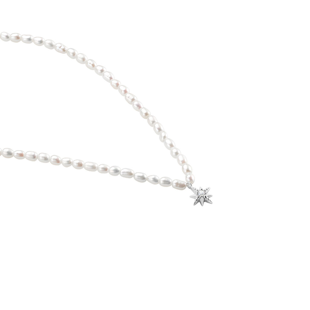 Collier Shelah Argent Blanc Perle De Culture Oxyde De Zirconium - Colliers Femme | Histoire d’Or
