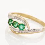 Bague Or Jaune Aurora Emeraudes Diamants - Bagues avec pierre Femme | Histoire d&rsquo;Or