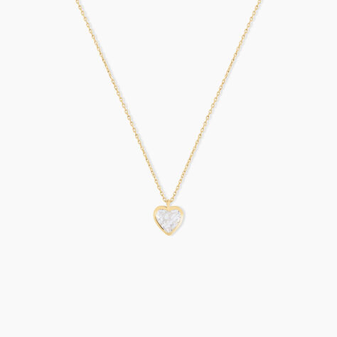 Collier Coeur Serti Clos Or Jaune Oxyde De Zirconium - Colliers Femme | Histoire d&rsquo;Or