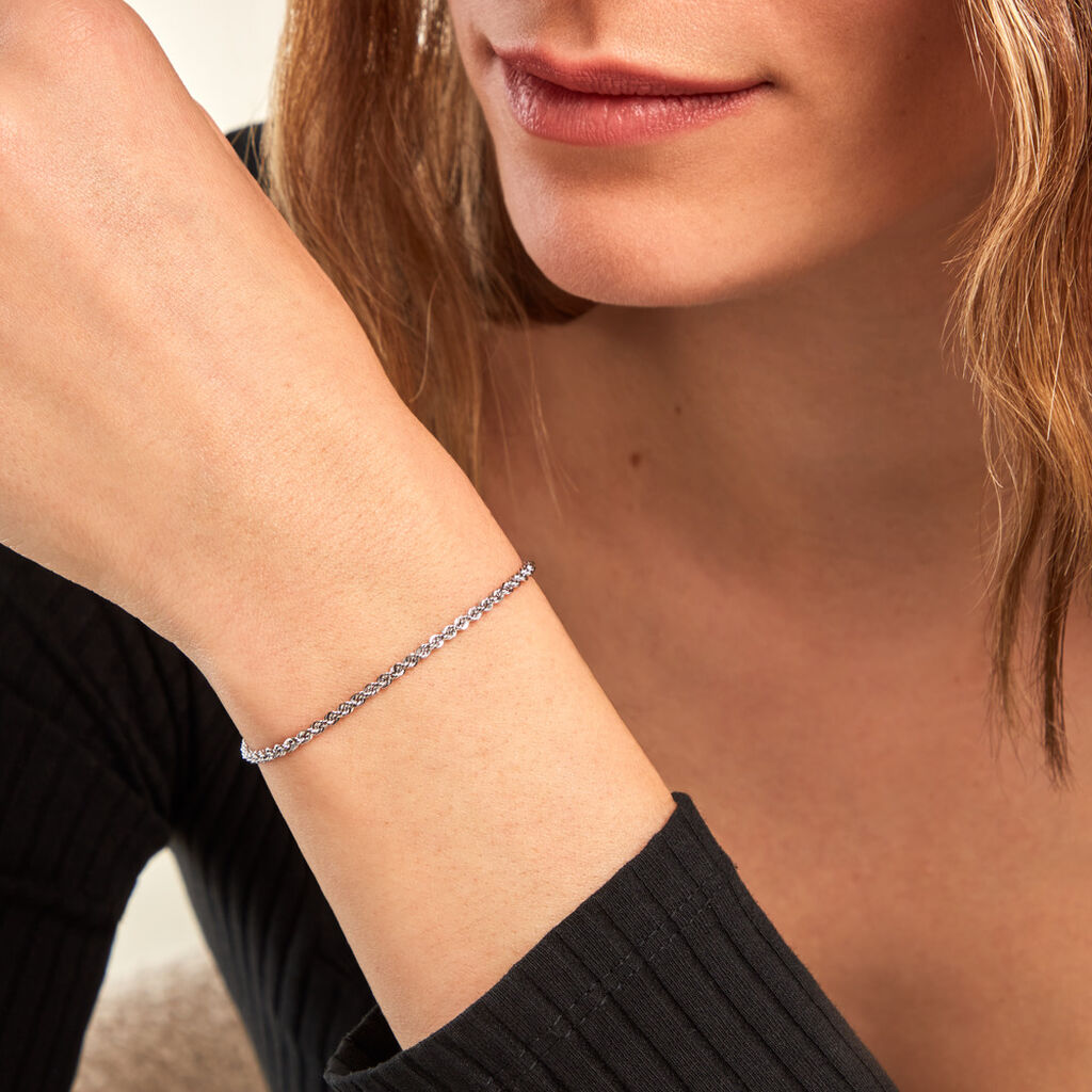 Bracelet Jerry Or Blanc Maille Corde - Bracelets chaîne Femme | Histoire d’Or
